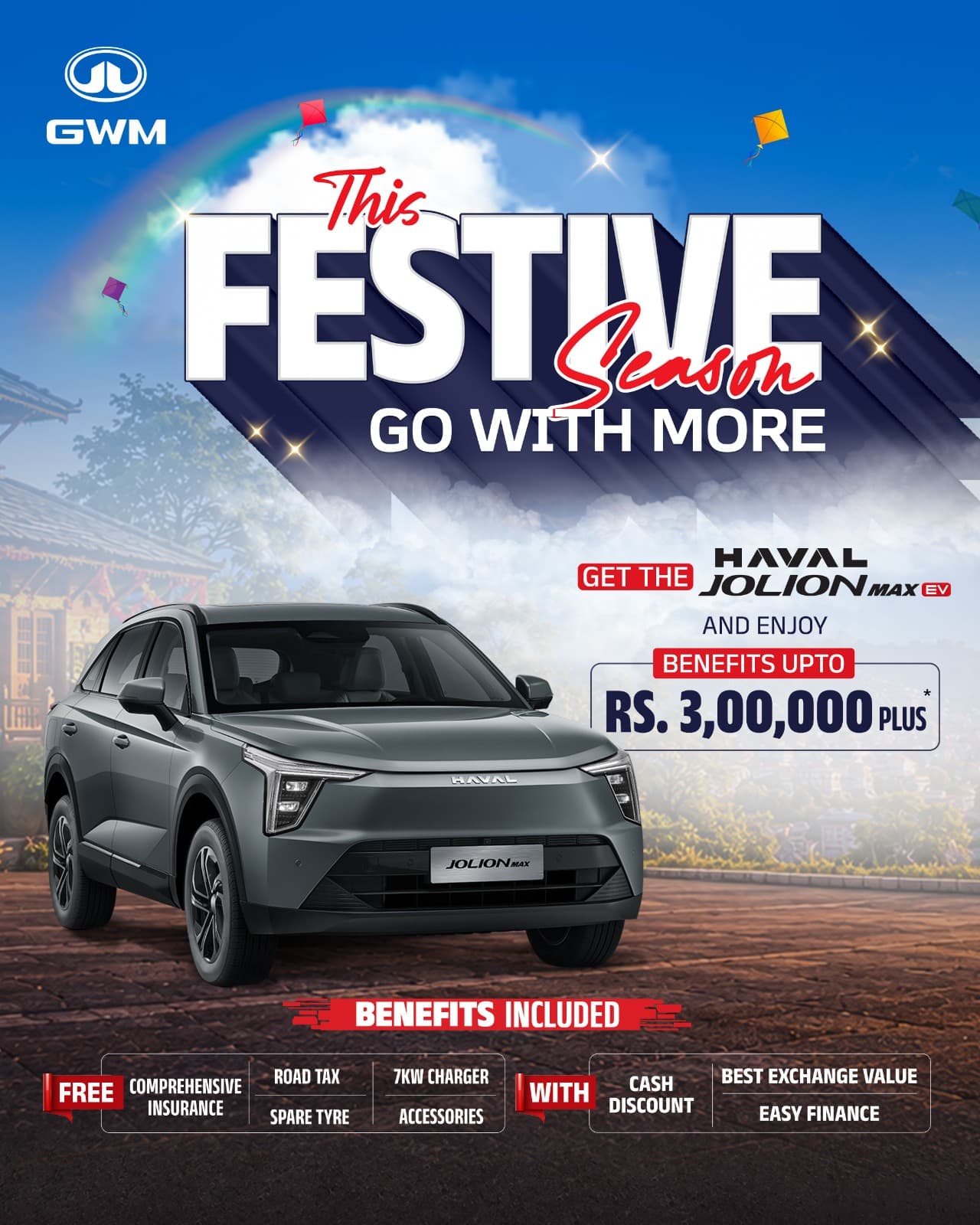 HAVAL Jolion Max EV festive offer: benefits up to Rs. 3,00,000 plus, with insurance, road tax, charger, spare tyre and accessories